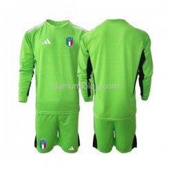Camisola Itália Guarda-redes Criança Equipamento Primeiro 2023 Manga Comprida